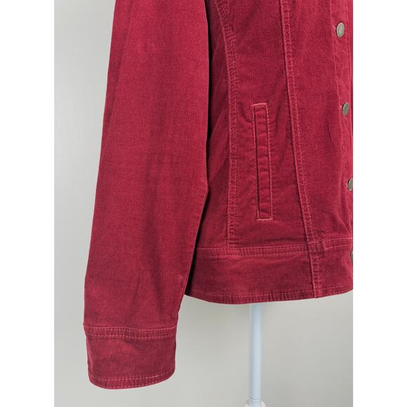 Pendleton Corduroy Button Front Jacket Red Women’s Large Dark Academia Romantic - Picture 4 of 9